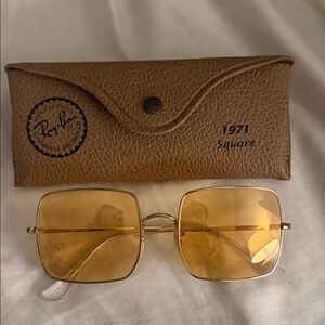 Ray-Ban 1971 Square Sunglasses with Gold Frame